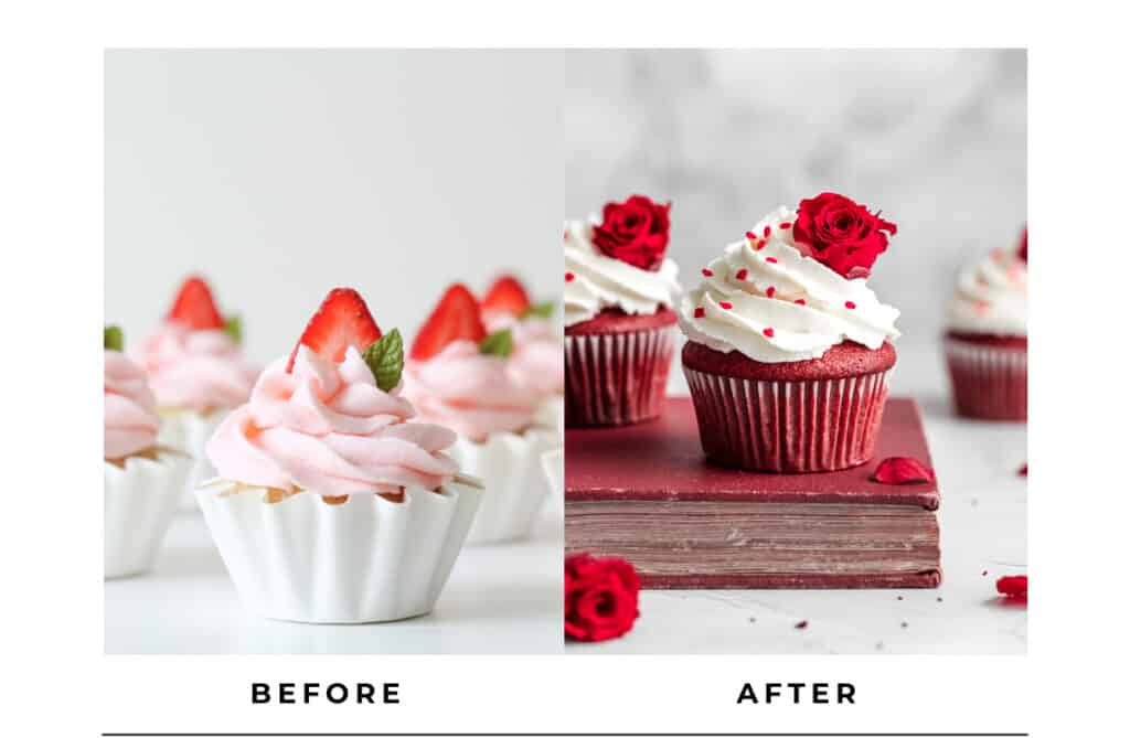 @charmerkitchen student spotlight b&a of strawberry cupcakes