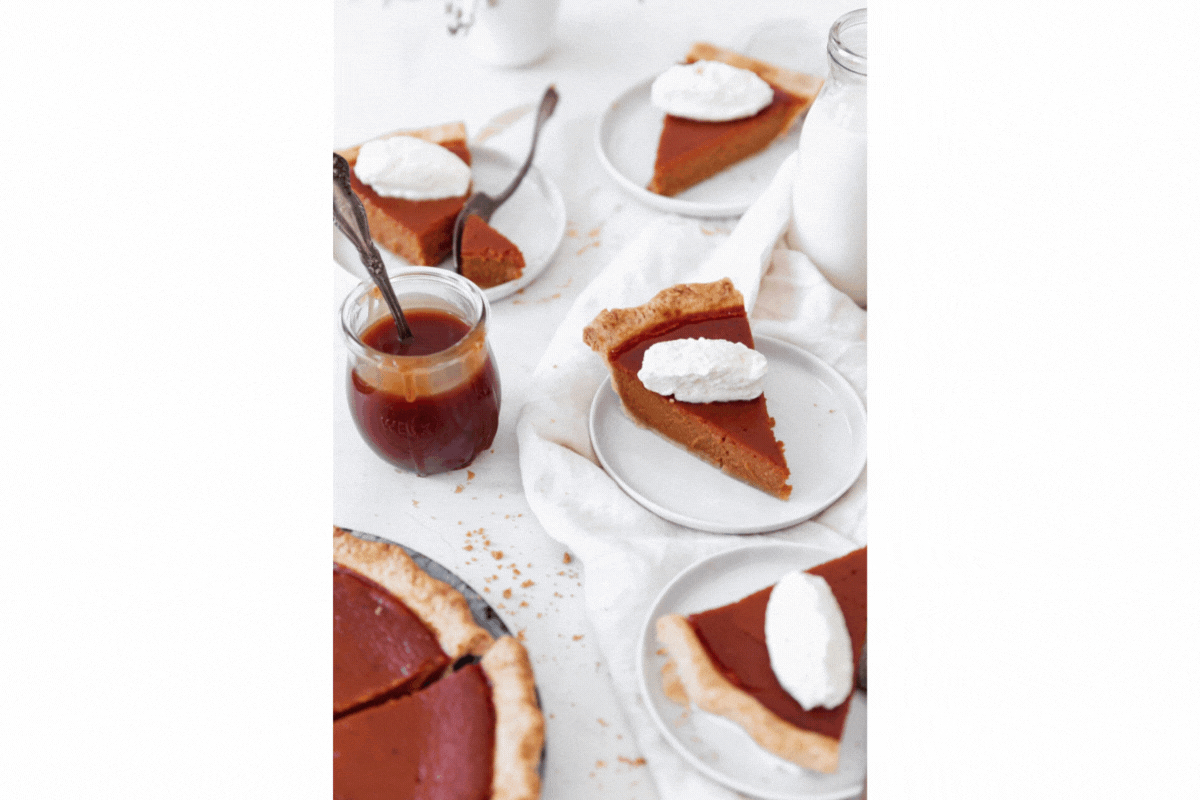 vertical vs horizontal food photos of pumpkin pie